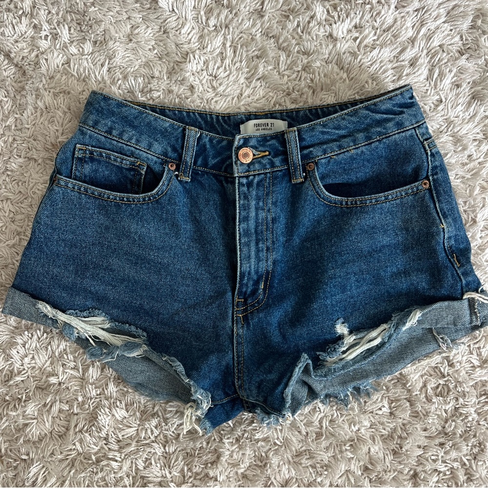 dark wash denim shorts